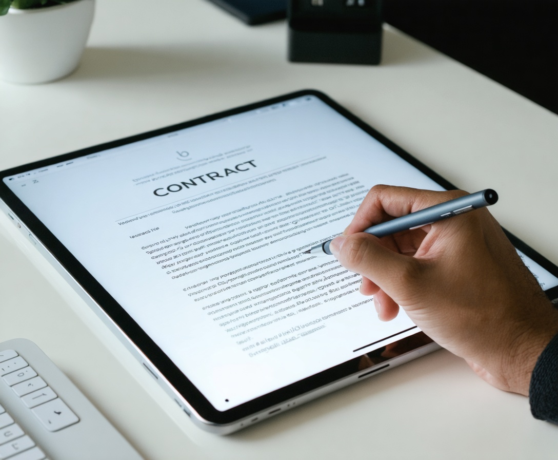 Цифровой контракт на планшете